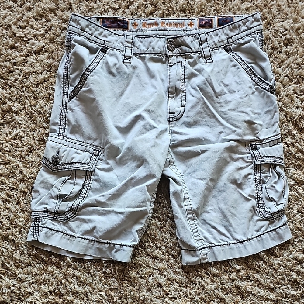 Rock Revival Gray Cargo Shorts Lightweight Casual